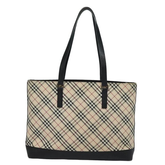 BURBERRY Nova Check Tote Bag Canvas Beige Auth 81323 - Picture 2 of 16